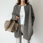 Cardigan femme en maille tricotée, six coloris d'automne, gris