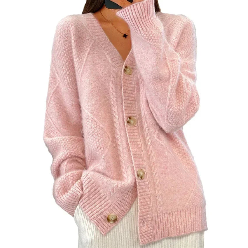 Cardigan femme boutonné à manches longues, du XS au 3XL