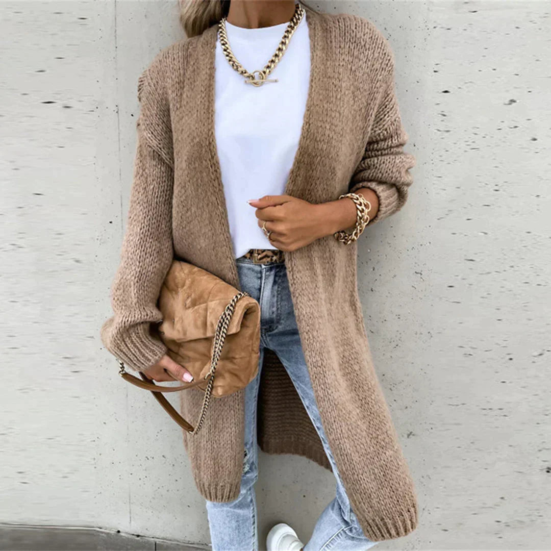 Cardigan long oversize femme, coloris unis, du S au 2XL