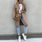 Cardigan long oversize femme, coloris unis, du S au 2XL, kaki