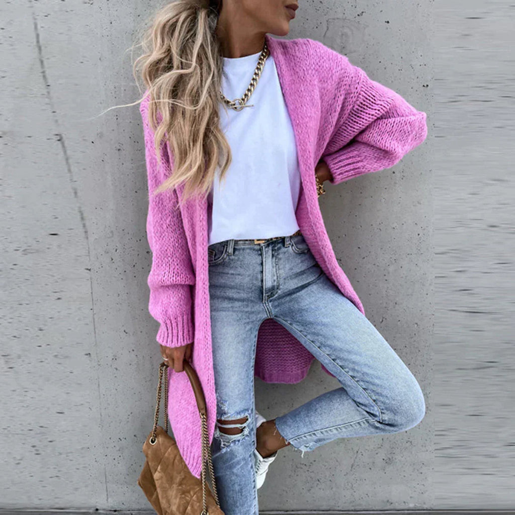 Cardigan long oversize femme, coloris unis, du S au 2XL