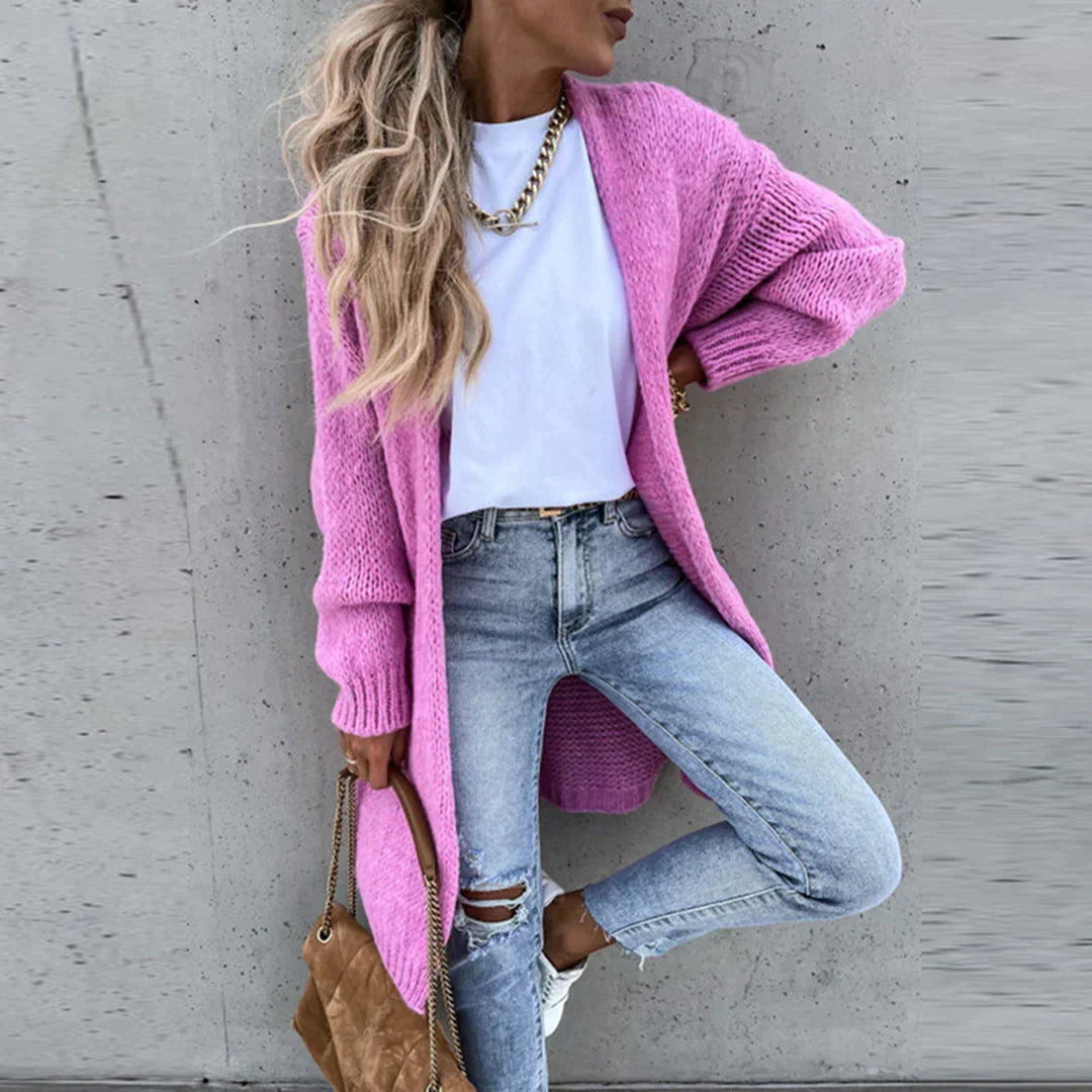 Cardigan long oversize femme, coloris unis, du S au 2XL