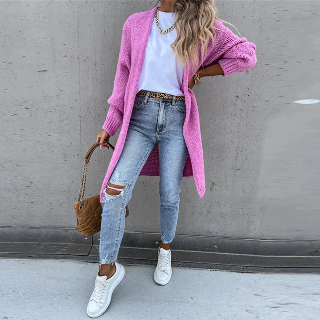 Cardigan long oversize femme, coloris unis, du S au 2XL