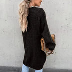 Cardigan long oversize femme, coloris unis, du S au 2XL