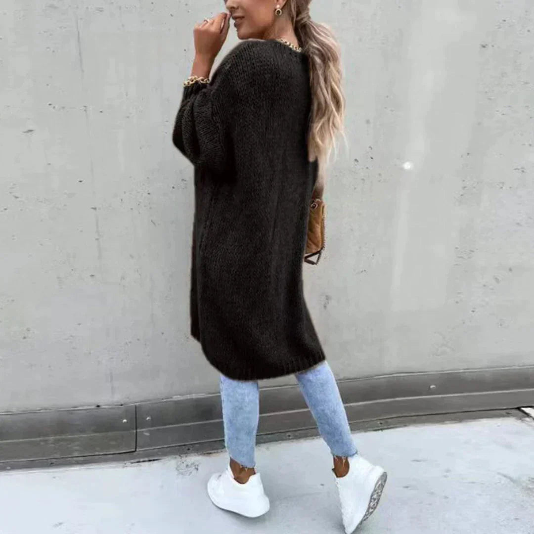 Cardigan long oversize femme, coloris unis, du S au 2XL