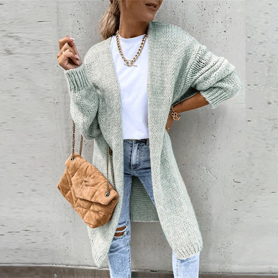 Cardigan long oversize femme, coloris unis, du S au 2XL, gris