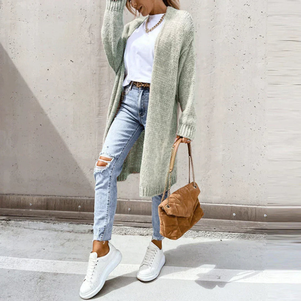 Cardigan long oversize femme, coloris unis, du S au 2XL