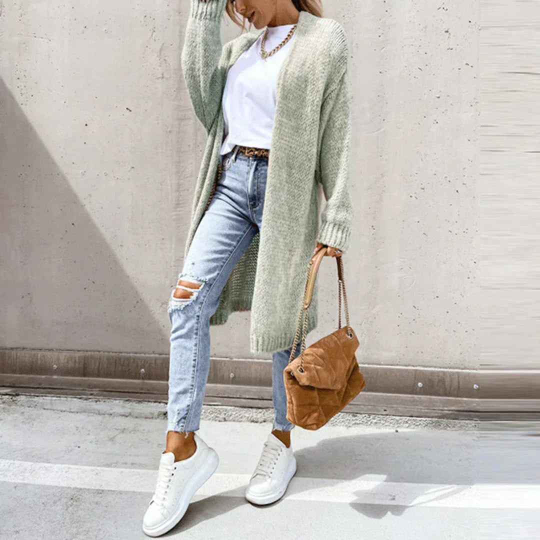 Cardigan long oversize femme, coloris unis, du S au 2XL
