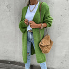 Cardigan long oversize femme, coloris unis, du S au 2XL, vert