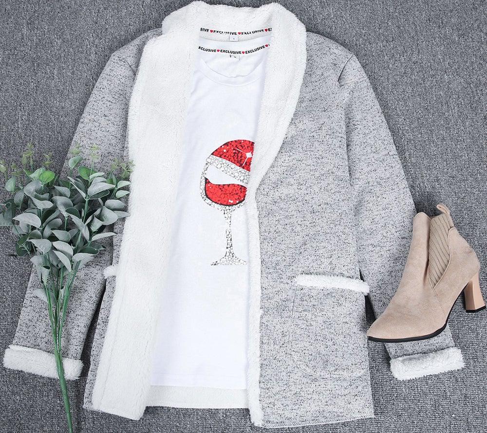 Cardigan ouvert femme gris à manches longues, du S au 2XL