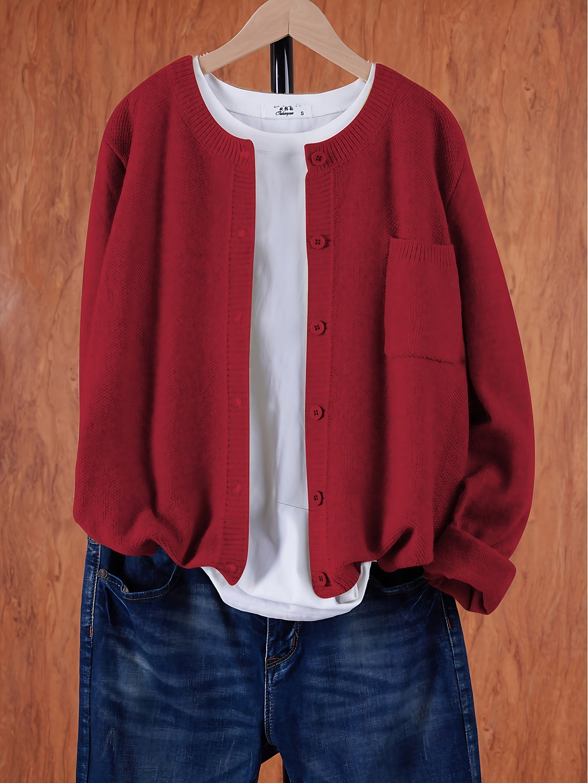 Cardigan oversize femme à poches, neuf coloris, du S au 2XL, rouge