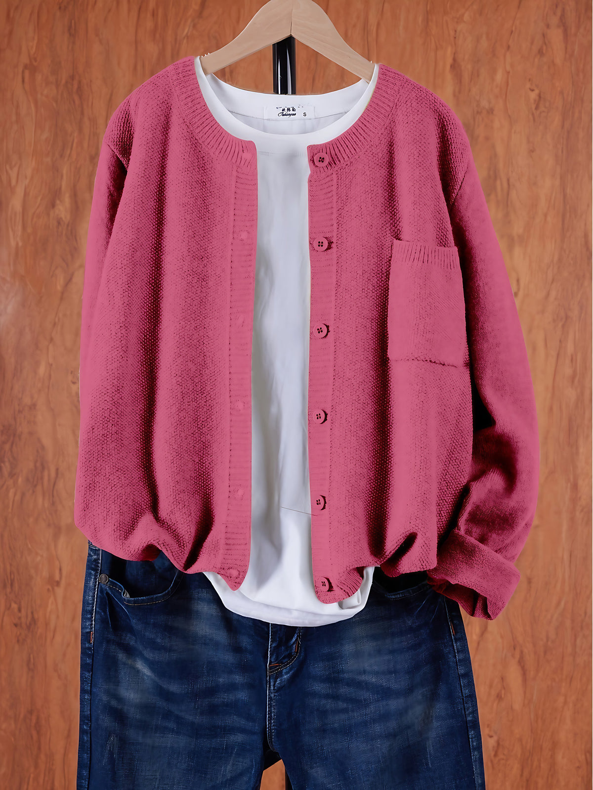 Cardigan oversize femme à poches, neuf coloris, du S au 2XL, rose