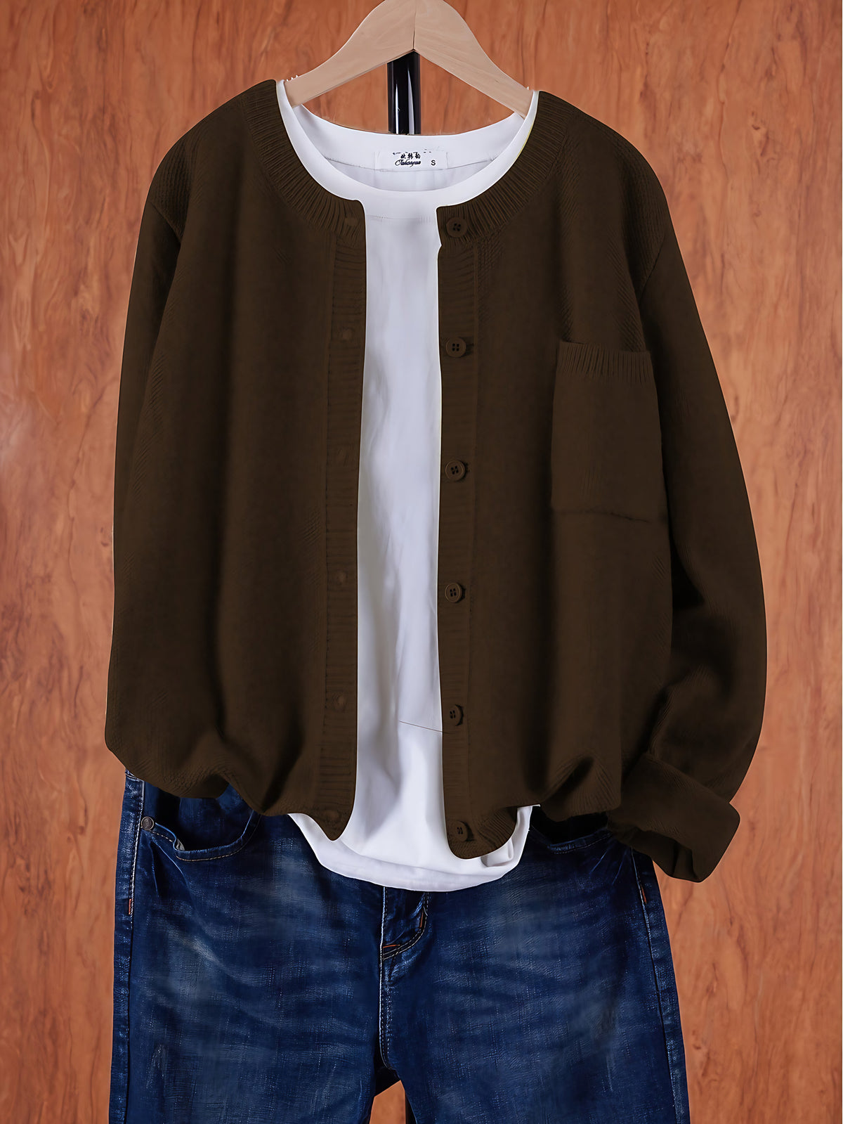 Cardigan oversize femme à poches, neuf coloris, du S au 2XL, brun foncé