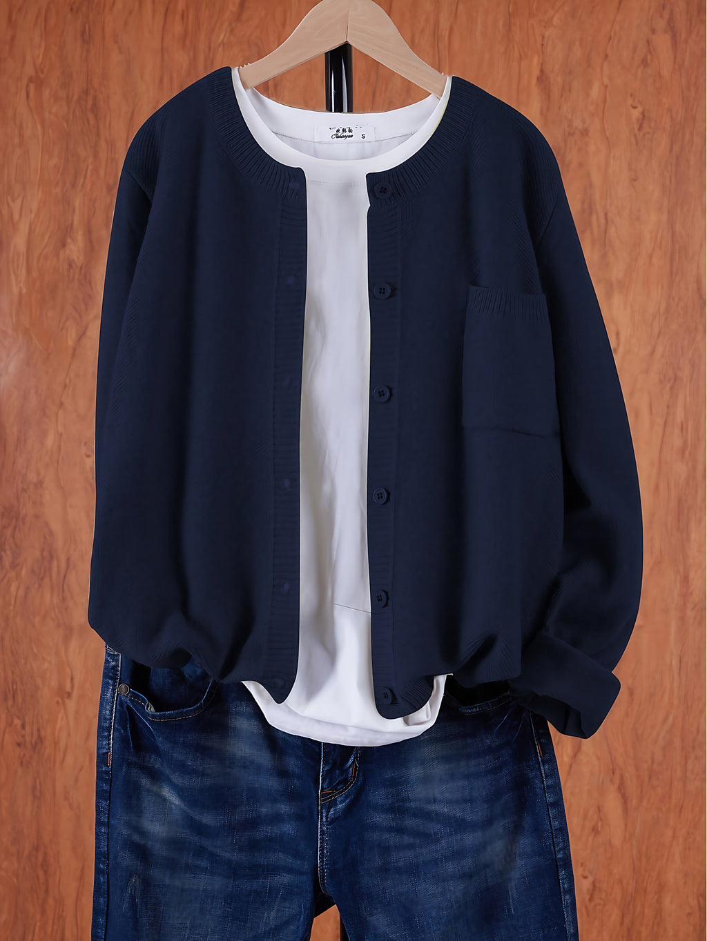 Cardigan oversize femme à poches, neuf coloris, du S au 2XL, bleu foncé