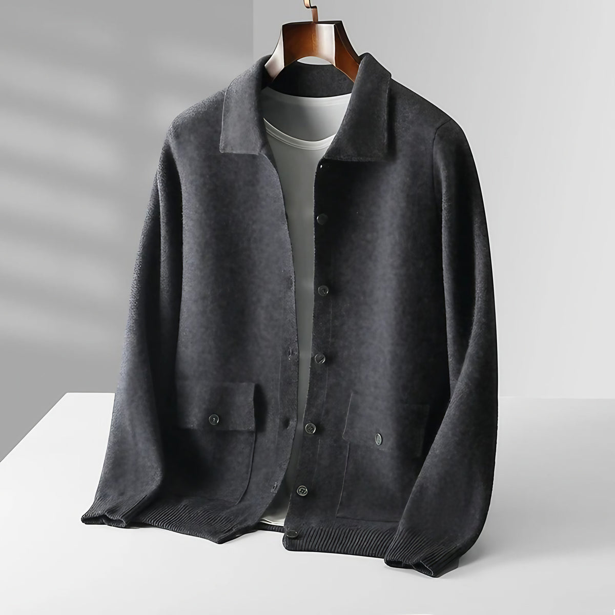 Cardigan polo homme zippé, kaki, gris, vert ou blanc, gris