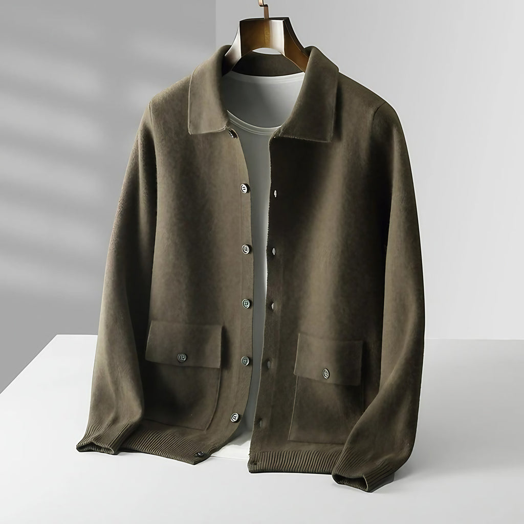 Cardigan polo homme zippé, kaki, gris, vert ou blanc, vert