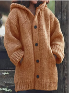 Cardigan en maille à capuche femme, boutonné, du S au 5XL, orange