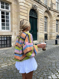 Cardigan tricoté femme, orange, rouge, pourpre ou rose, du S au L, orange
