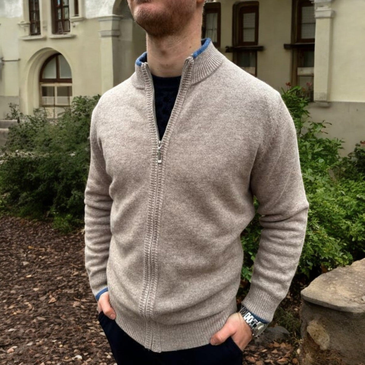 Cardigan homme à zip intégral, coupe régulière, du S au 3XL