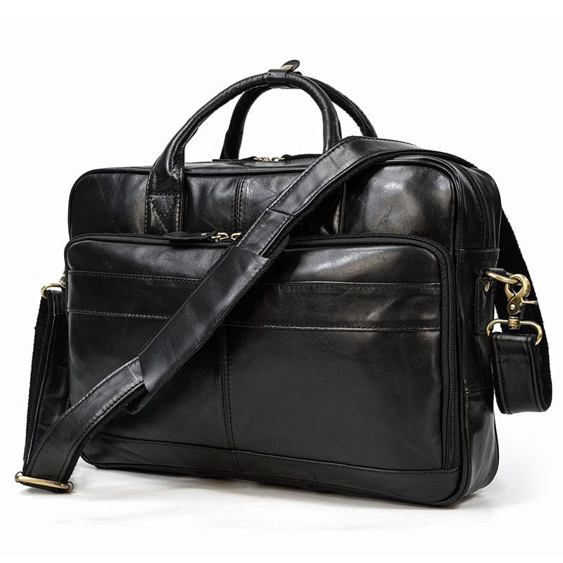 Cartable homme en cuir pour ordinateur 15,6 pouces, trois coloris, noir