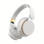Casque audio sans fil Bluetooth, arceau réglable, blanc