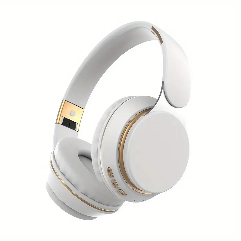 Casque audio sans fil Bluetooth, arceau réglable, blanc