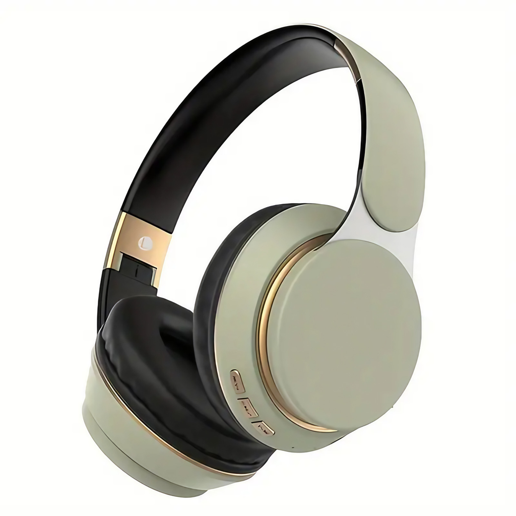 Casque audio sans fil Bluetooth, arceau réglable, gris