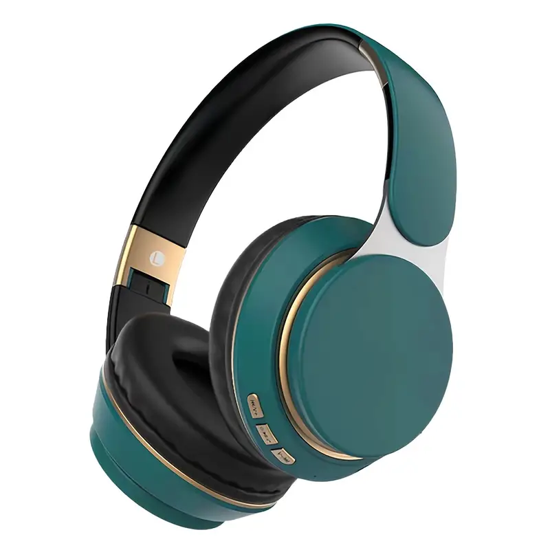 Casque audio sans fil Bluetooth, arceau réglable, bleu vert