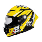 Casque moto intégral en fibre de carbone, fermeture double D, jaune