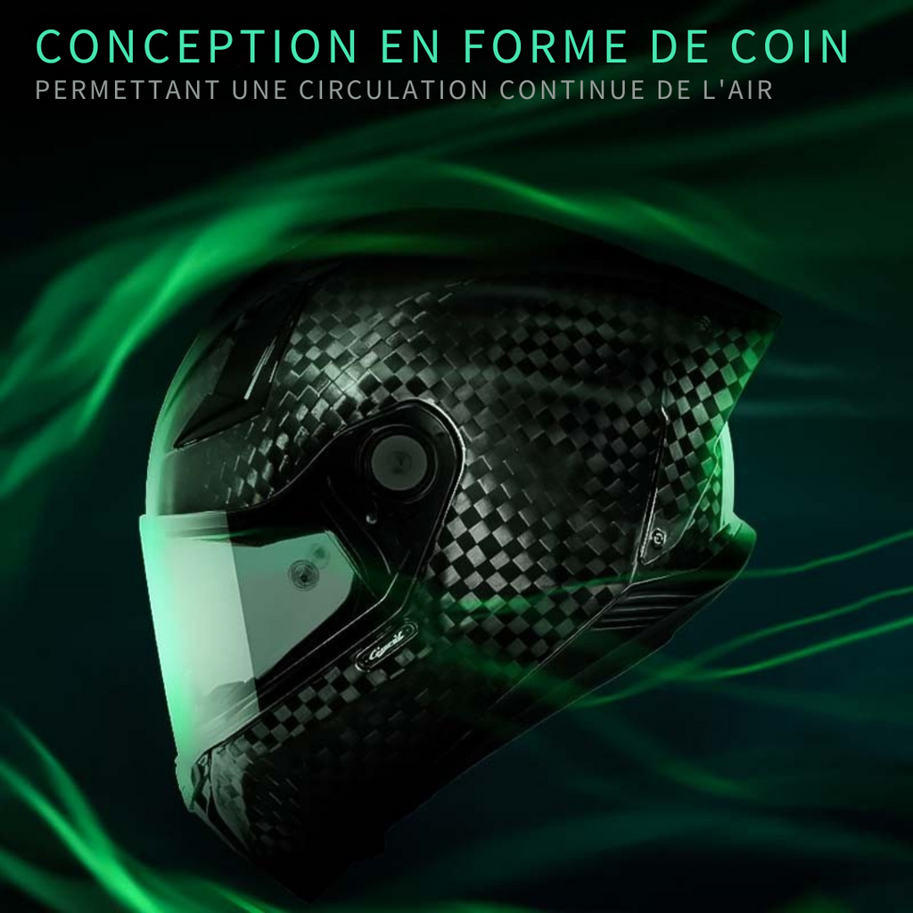 Casque moto intégral en fibre de carbone, fermeture double D
