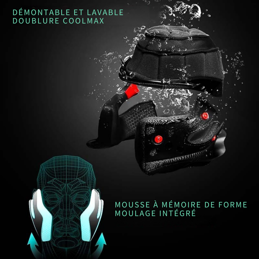 Casque moto intégral en fibre de carbone, fermeture double D
