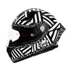 Casque moto intégral en fibre de carbone, fermeture double D, zébré