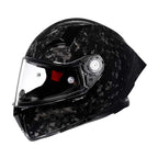 Casque moto intégral en fibre de carbone, fermeture double D, noir 3
