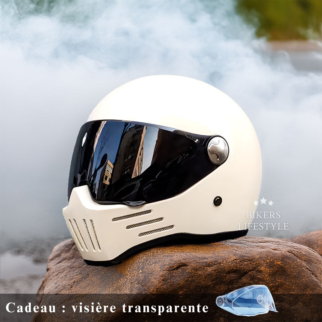 Casque moto intégral à visière sombre, du M au 2XL, blanc, visière sombre