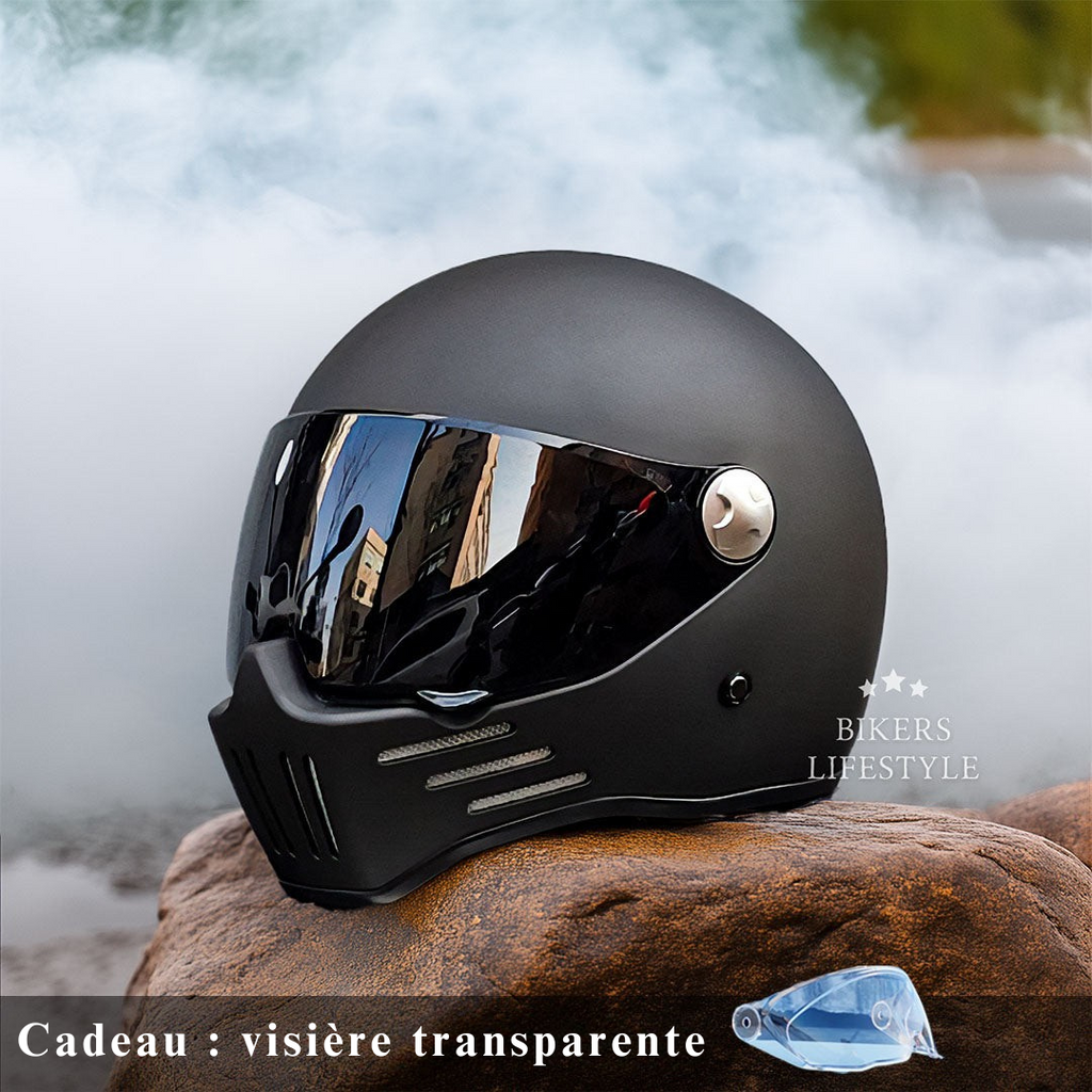 Casque moto intégral à visière sombre, du M au 2XL, noir mat, visière sombre