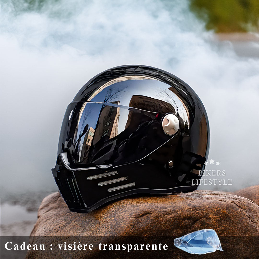 Casque moto intégral à visière sombre, du M au 2XL, noir brillant, visière sombre