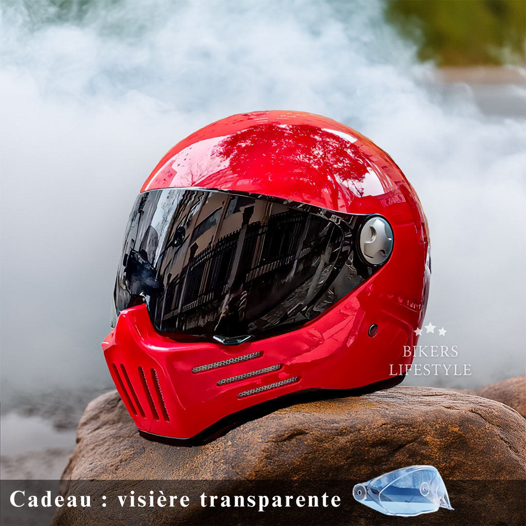 Casque moto intégral à visière sombre, du M au 2XL, rouge, visière sombre
