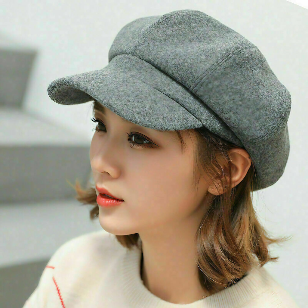 Casquette ballon mixte style vintage pour l'hiver, quatre coloris, gris