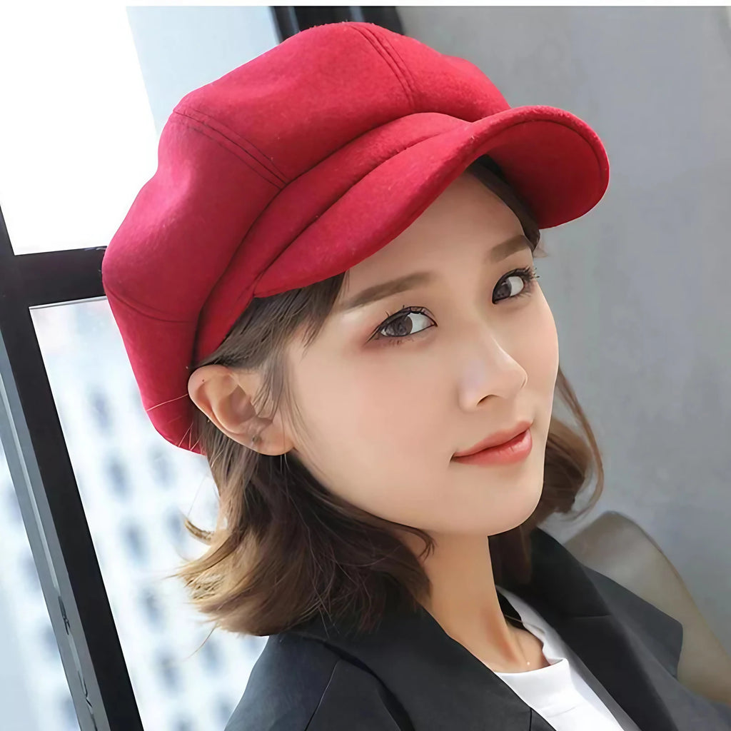 Casquette ballon mixte style vintage pour l'hiver, quatre coloris, rouge