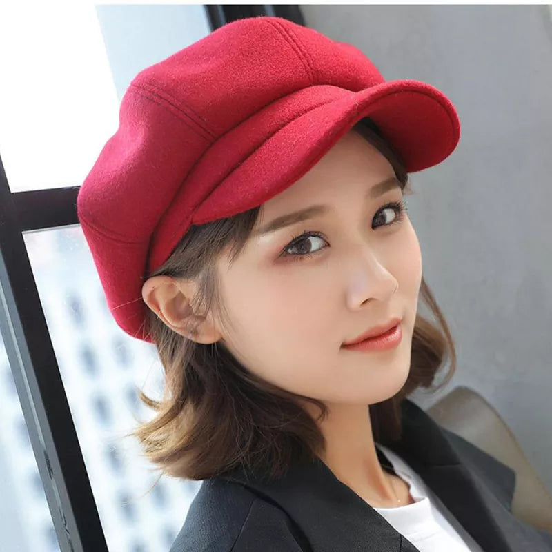 Casquette ballon mixte style vintage pour l'hiver, quatre coloris, rouge