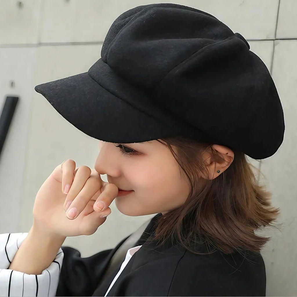Casquette ballon mixte style vintage pour l'hiver, quatre coloris, noir