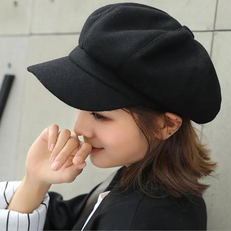 Casquette ballon mixte style vintage pour l'hiver, quatre coloris, noir