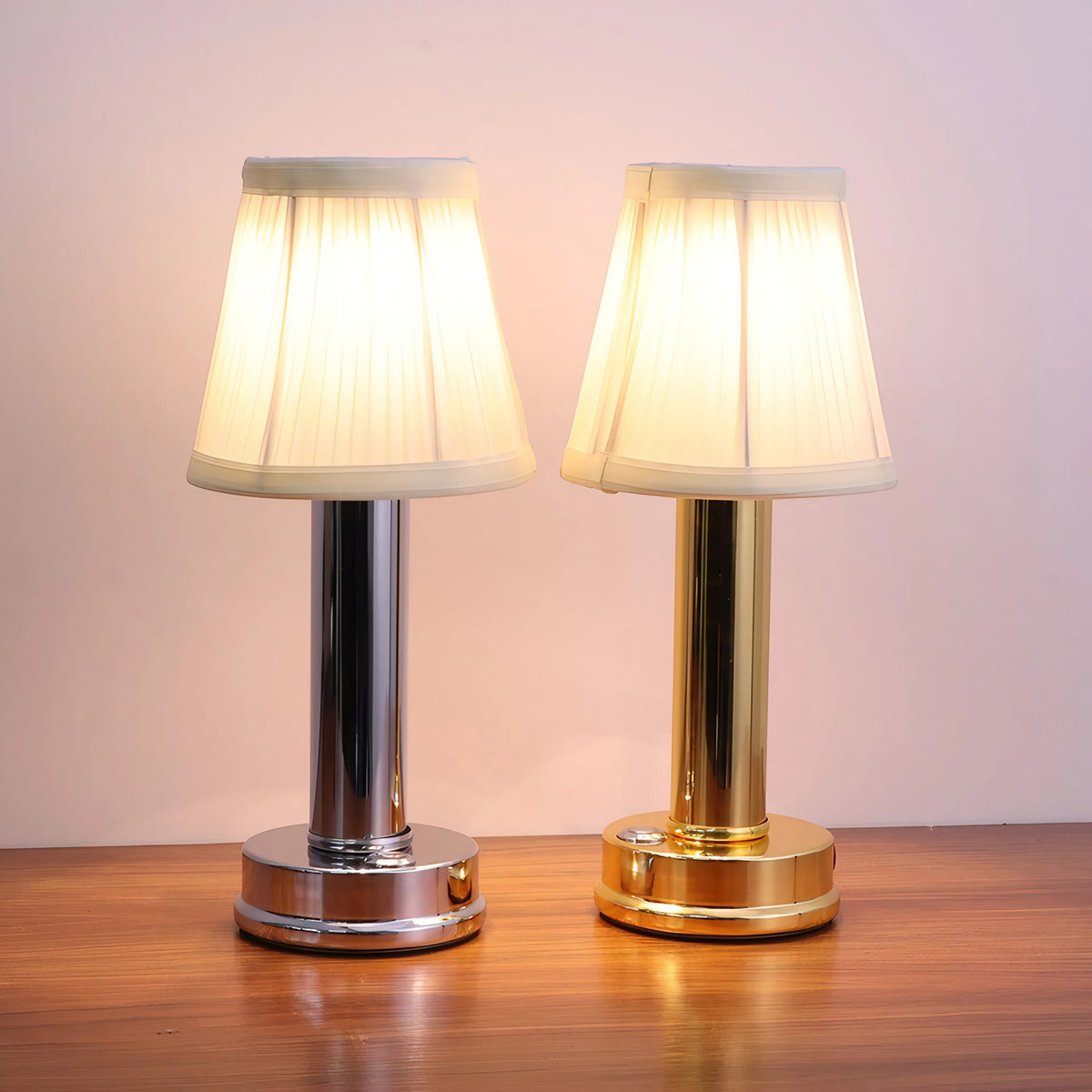 Lampe de table sans fil rechargeable, abat-jour en tissu, 3000 mAh