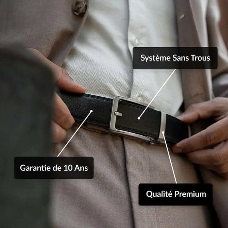 Ceinture homme sans trou à boucle magnétique, noir ou marron
