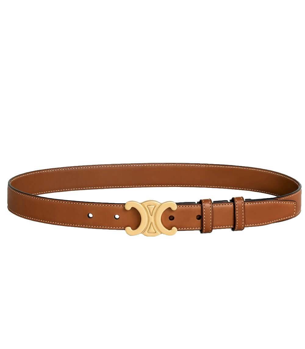 Ceinture femme à boucle dorée, noire ou marron, 105 ou 110 cm, marron