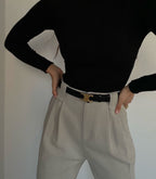 Ceinture femme à boucle dorée, noire ou marron, 105 ou 110 cm