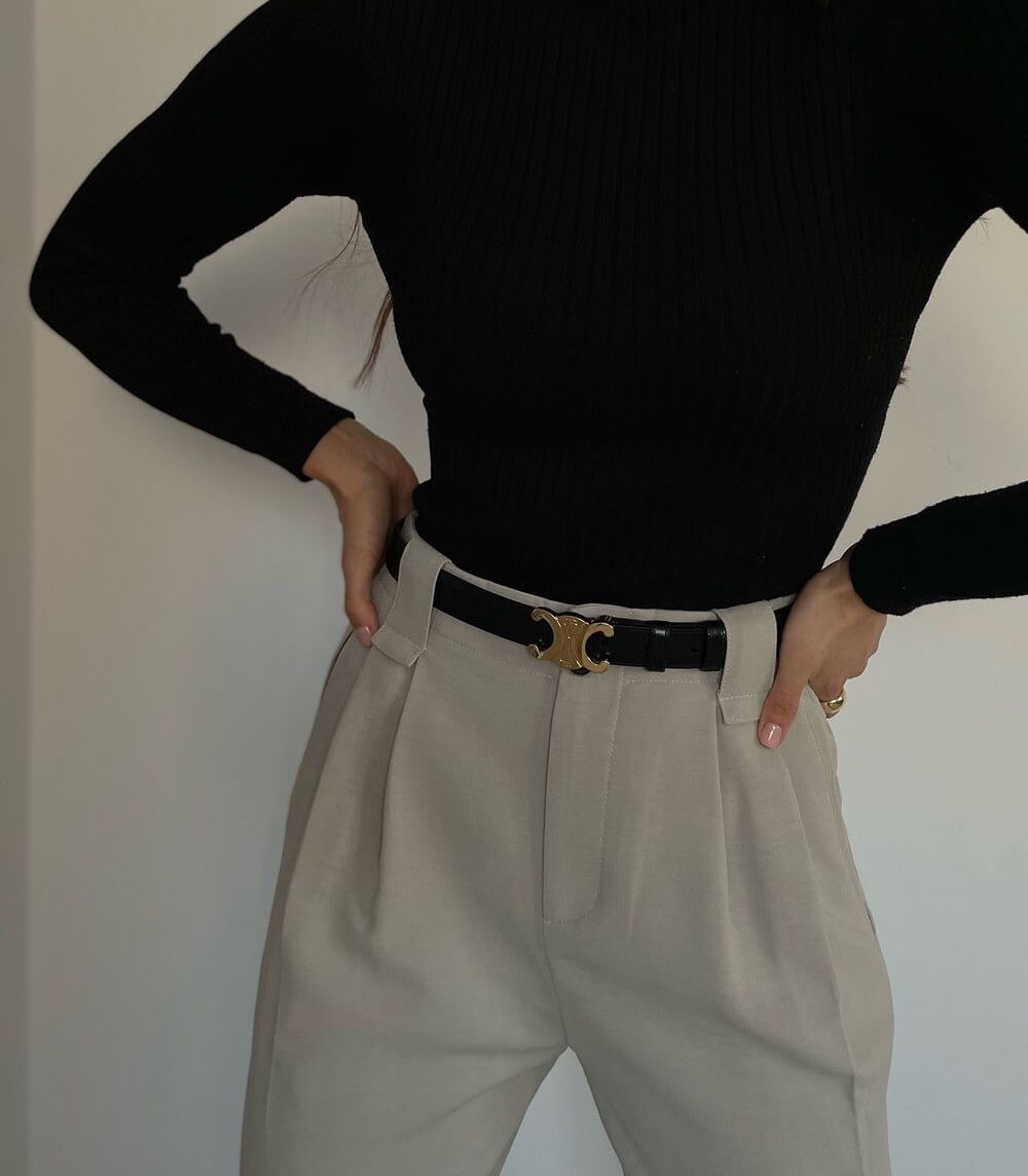 Ceinture femme à boucle dorée, noire ou marron, 105 ou 110 cm