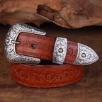 Ceinture western homme à boucle en métal gravée, quatre coloris