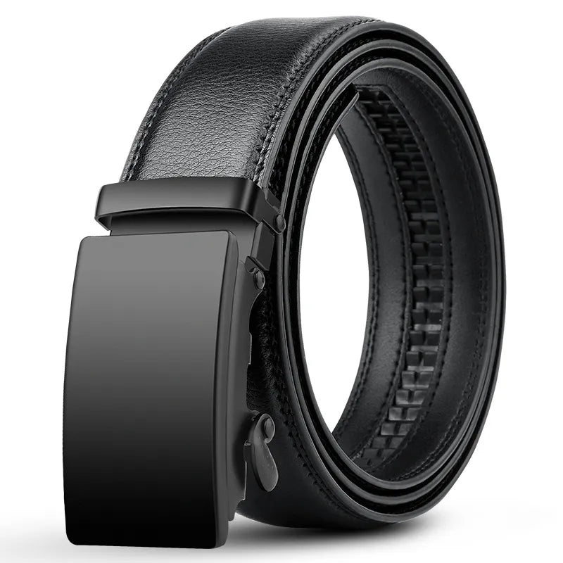 Ceinture homme noire à boucle automatique, largeur 3,5 cm