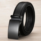 Ceinture homme noire à boucle automatique, largeur 3,5 cm, noir